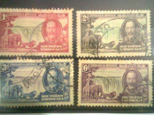Southern Rhodesia 1935 George V silver jubilee. Fine used set (hinge remnants). SACC 32-35. CV R570